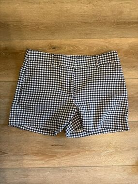 LOFT Navy and White Gingham Shorts